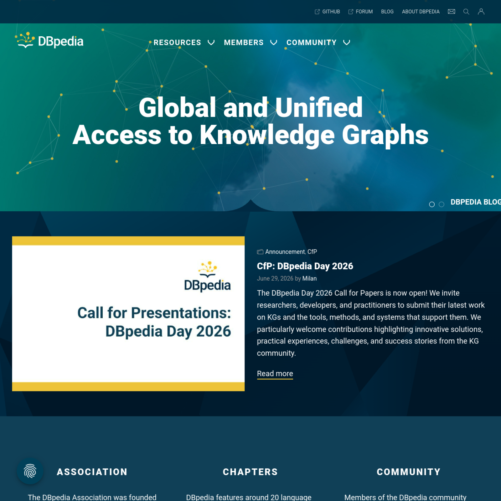 Desktop screenshot of the DBpedia website