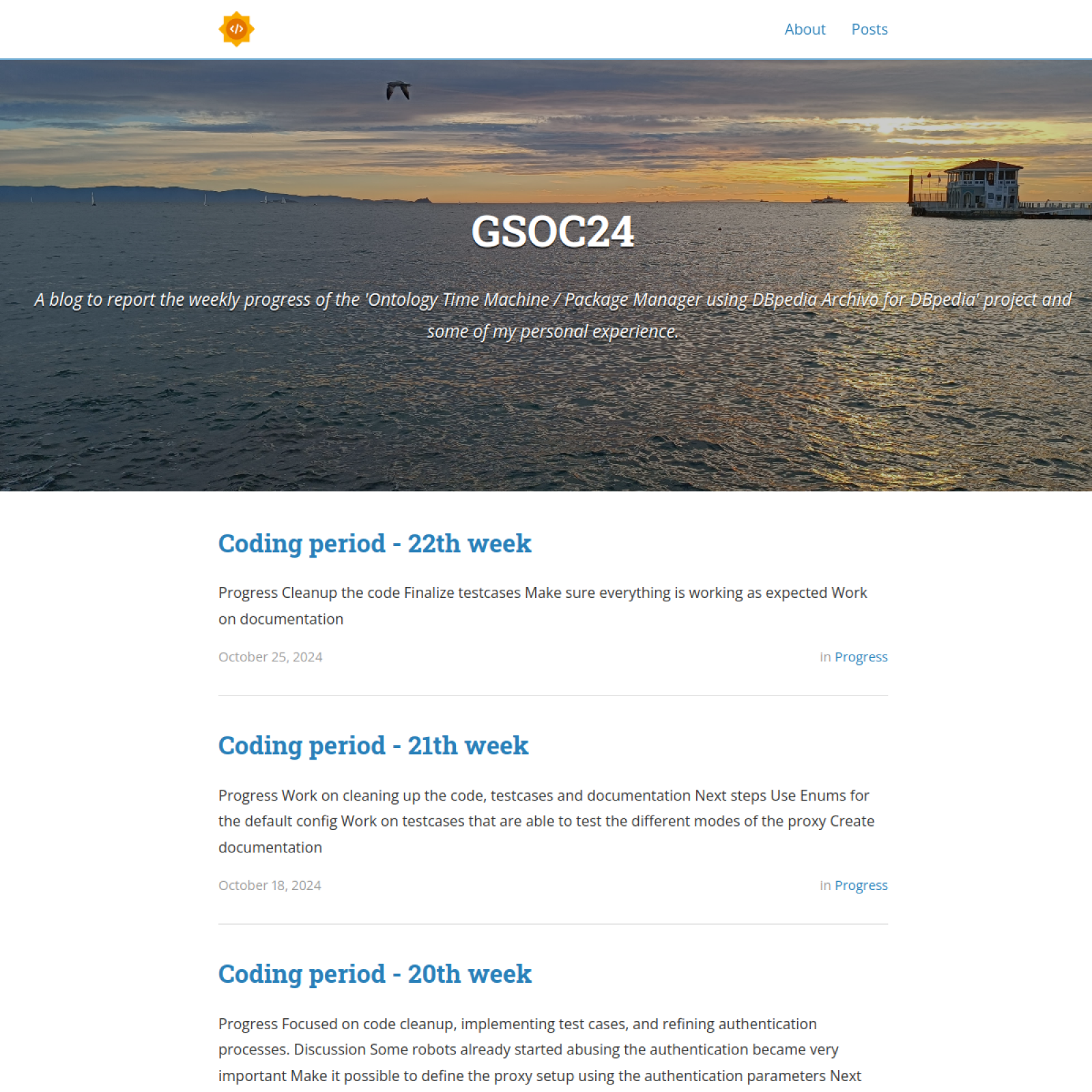 Desktop screenshot of the GSoC 2024 project journal website
