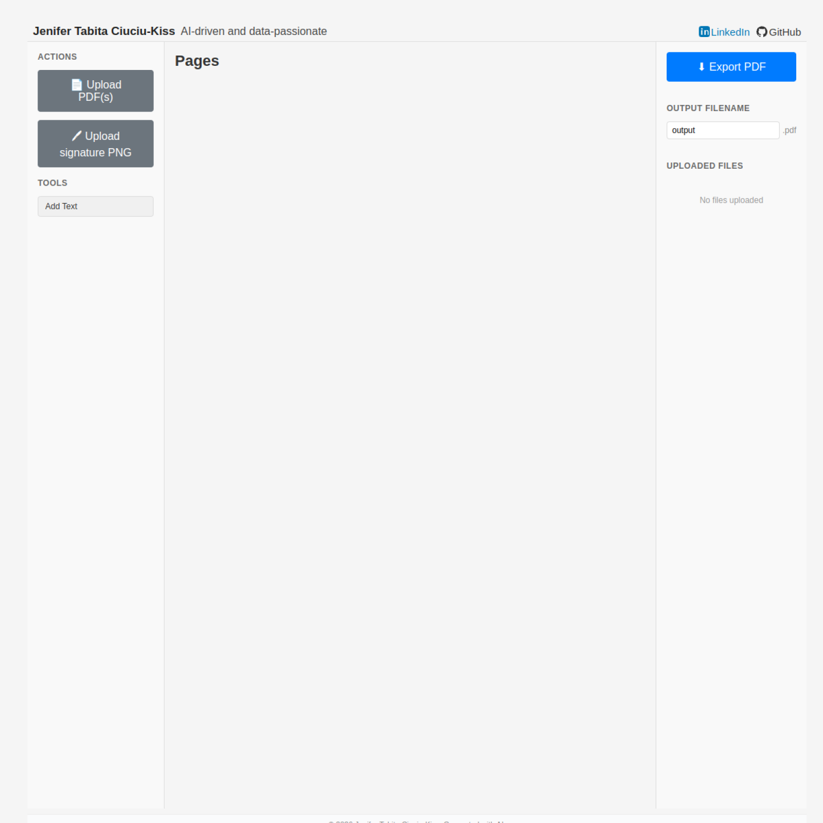 Desktop screenshot of the PDF processing platform website